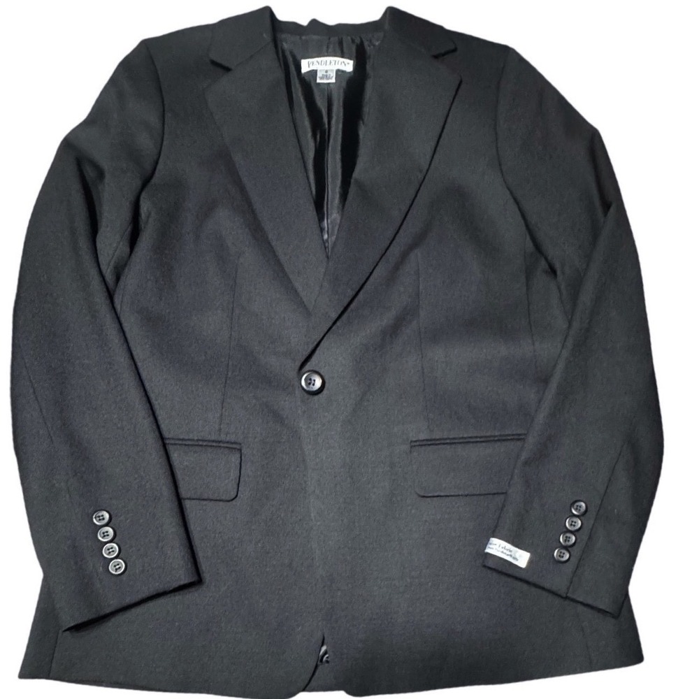Pendleton Blazer Womens 8 Black. 100% Virgin Wool Single Button Office 90s